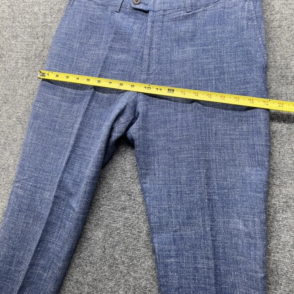 Mens Blue Dress Pants Flat Front Textured Casual Career Slacks 32x31